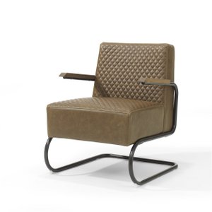 Fauteuil Anna frame zwart PU Kunstleder Jaguar Camel