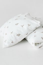 Tisu baby dekbedovertrek en kussensloop, crèmebladeren
