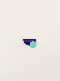 Broche laquée satellite vert menthe et violet en corne blonde