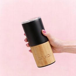 Isoleret rustfrit stål kaffekrus med bambus - 470 ml