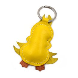 Gele eend handgemaakte lederen sleutelhanger