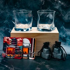 Japanese glass 369 - Gift box + granite ice cubes + subspoint