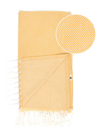 Telo da spiaggia e sauna per hammam in cotone CRYSTAL – Asciugatura rapida – Giallo – 180x100 cm