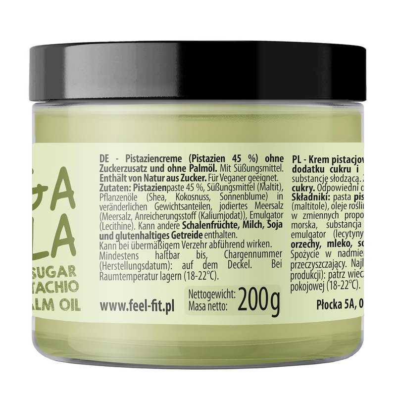 Feel FIT Veganella Pistazienaufstrich 45 %, vegan, ohne Zuckerzusatz, ohne Palmöl, 200 g