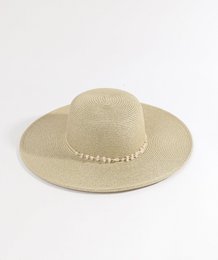 Cappello di paglia a tesa larga decorato Diana