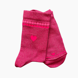 Glitzersocke Perla Herz Pink