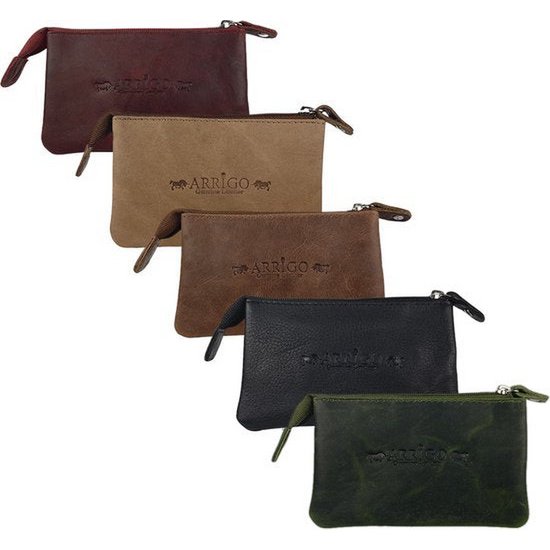 Taupe Leather Key Pocket med lynlås - lille tegnebog til damer med fleksibelt læder, perfekt til at organisere dine nøgler og små vigtige ting.