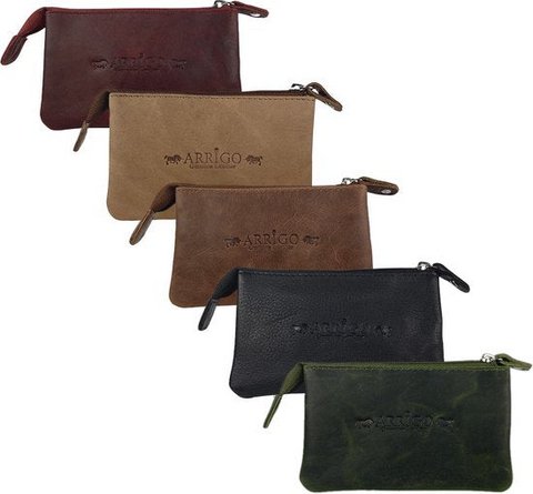 Taupe leren sleuteletui met rits – kleine portemonnee voor dames van soepel leer, perfect voor het organiseren van je sleutels en kleine essentials.
