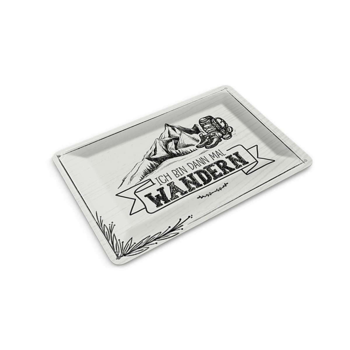 Blikpostkort med teksten 14x10 cm Jeg skal på vandretur dekorativt skilt