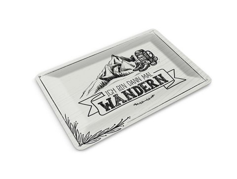 Ansichtkaart van blik met de tekst 14x10 cm Ik ga voor een wandeling decoratief bord