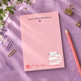 Notizblock A6 Katze „Alles unter Kontrolle" - Rosa Block - 50 Blatt Recyclingpapier