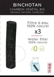 Sæt med 3 Binchotan organisk kulstof naturligt vandfilter
