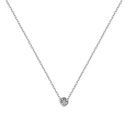 A delicate white gold choker necklace featuring 0.075 carats of HSI2 quality diamonds.