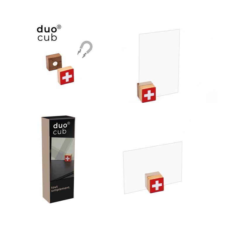 duo® cub Swiss - magnetic photo holder 2 types of wood