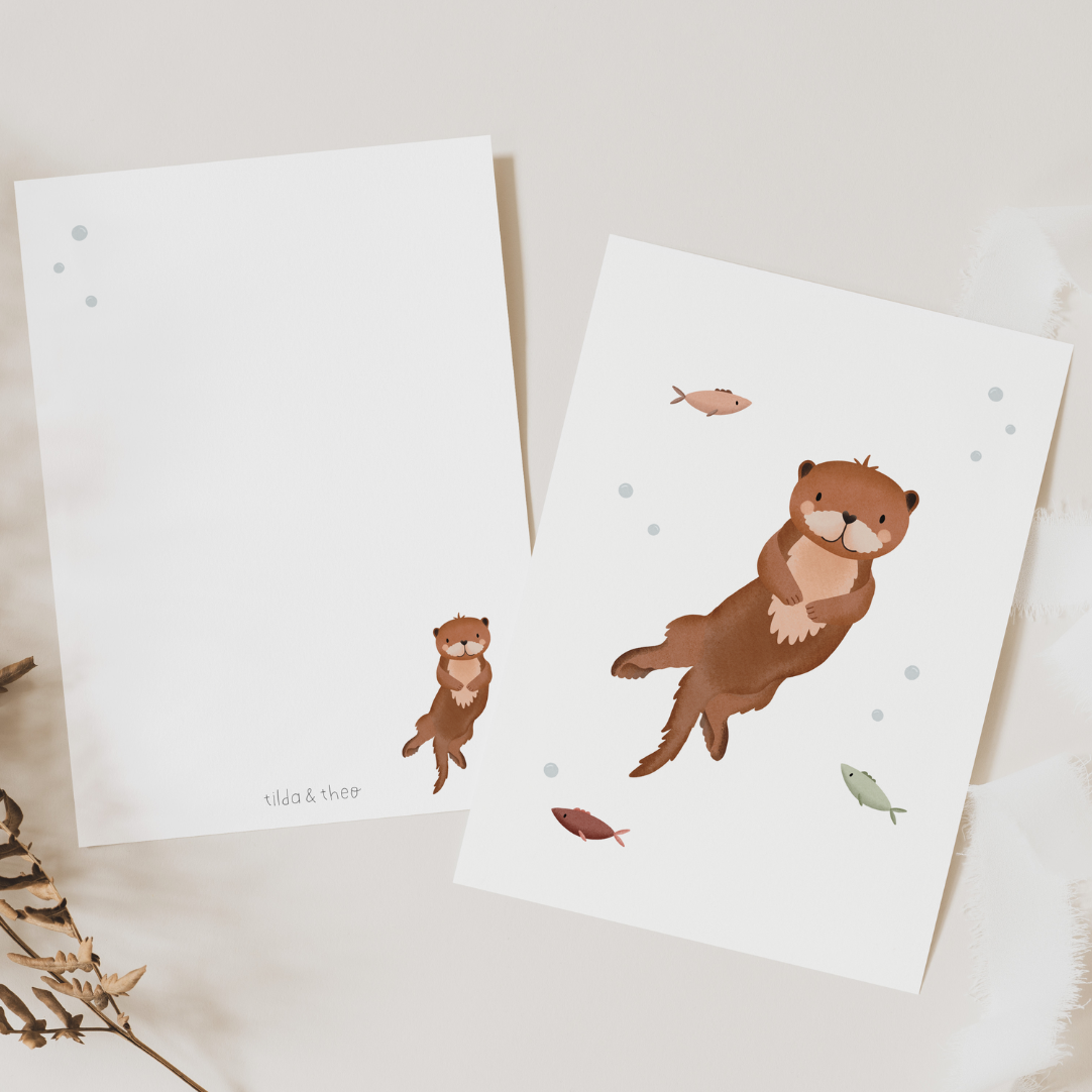 Postcard Otter - Animali della foresta per bambini