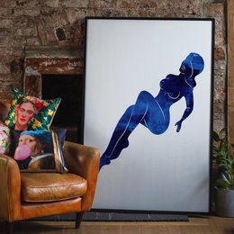 Blue Painted Lady Reclining Print