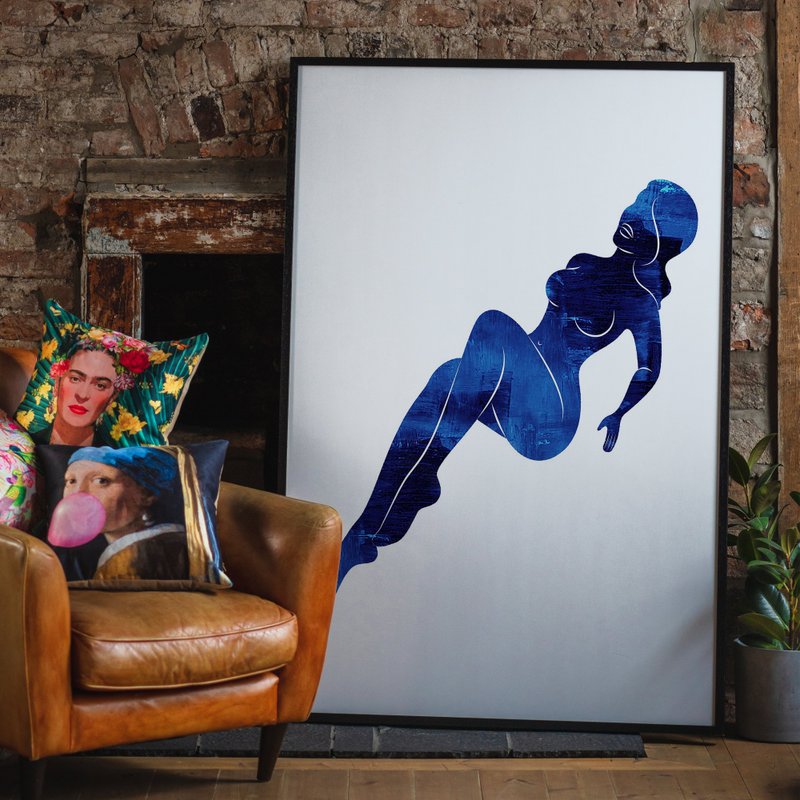 Blue Painted Lady Reclining Print