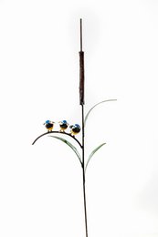 ZIMBA-ARTS METAL FAMILIE VAN 3 BLOEMEES OP CATTAIL
