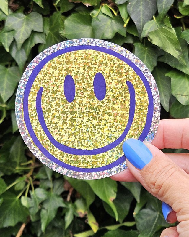 Autocollant pailleté Smiley