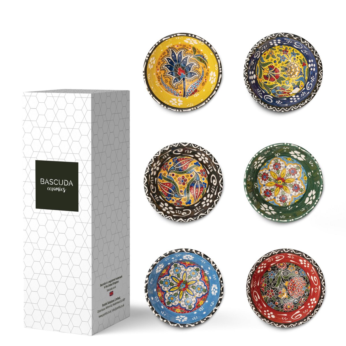 Kleine decoratieve keramische kommen set van 6, Mexicaanse stijl 8 cm