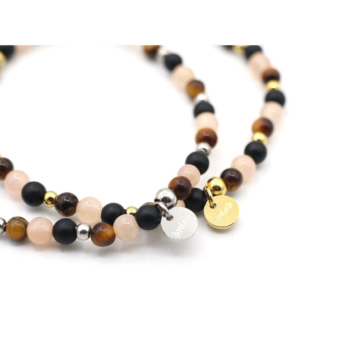 Natuursteen armband new beginnings, zilver en goud