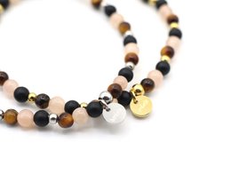 Natuursteen armband new beginnings, zilver en goud