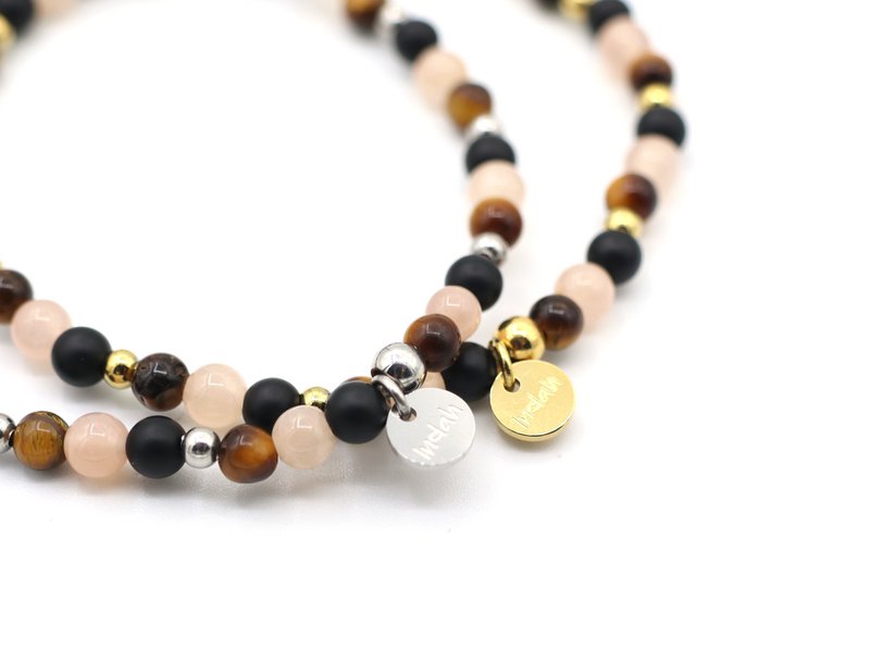 Natuursteen armband new beginnings, zilver en goud