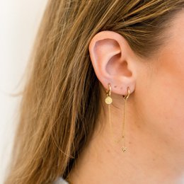 Ohrringe mit doppelten Ringpunkten und geflammter Münze