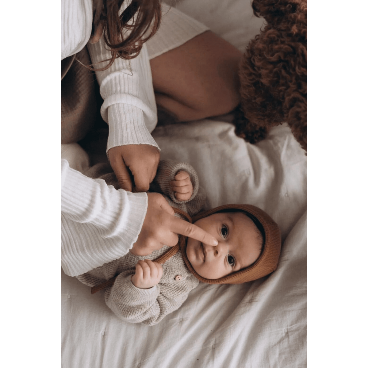 TISU baby bonnet, Caramel
