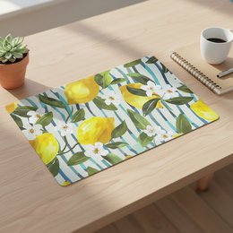 Mantel Individual Limón - PVC Estampado Botánico Rayas
