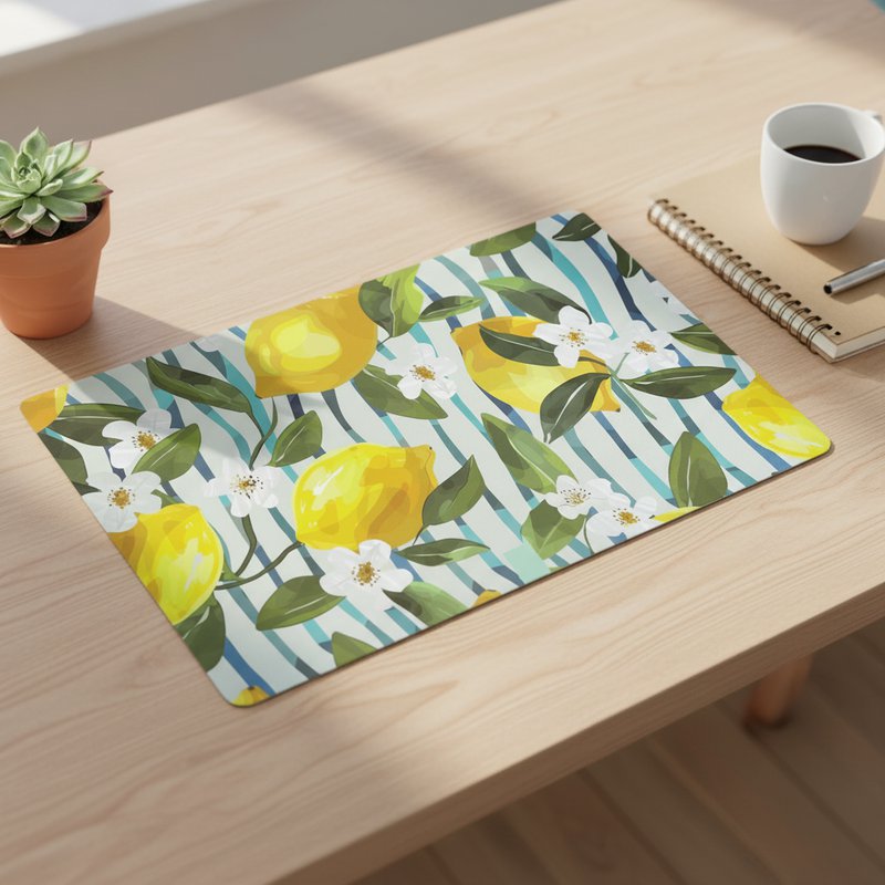 Mantel Individual Limón - PVC Estampado Botánico Rayas