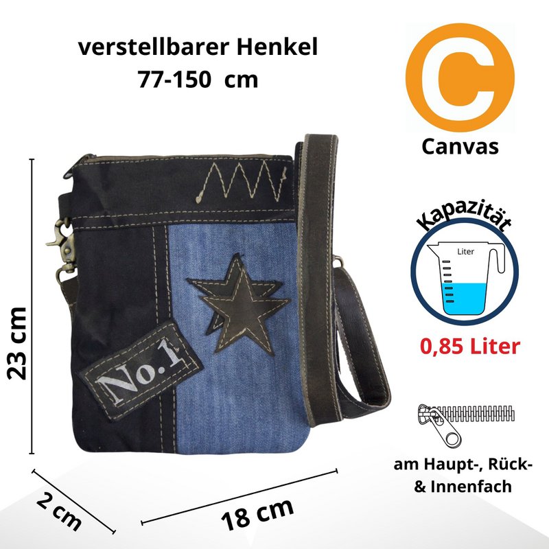 Sunsa skuldertaske til kvinder. Skuldertaske i vintage stil. Håndtaske i lærred. lille crossbody taske til kvinder. stjernemærke