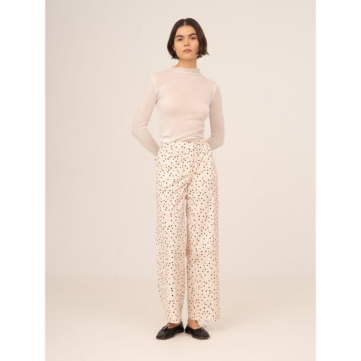 Cream Polka Dot Fuji Pants