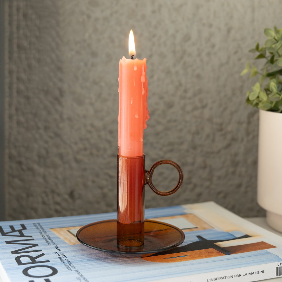 AMBER CRYSTAL CANDLE HOLDER HF