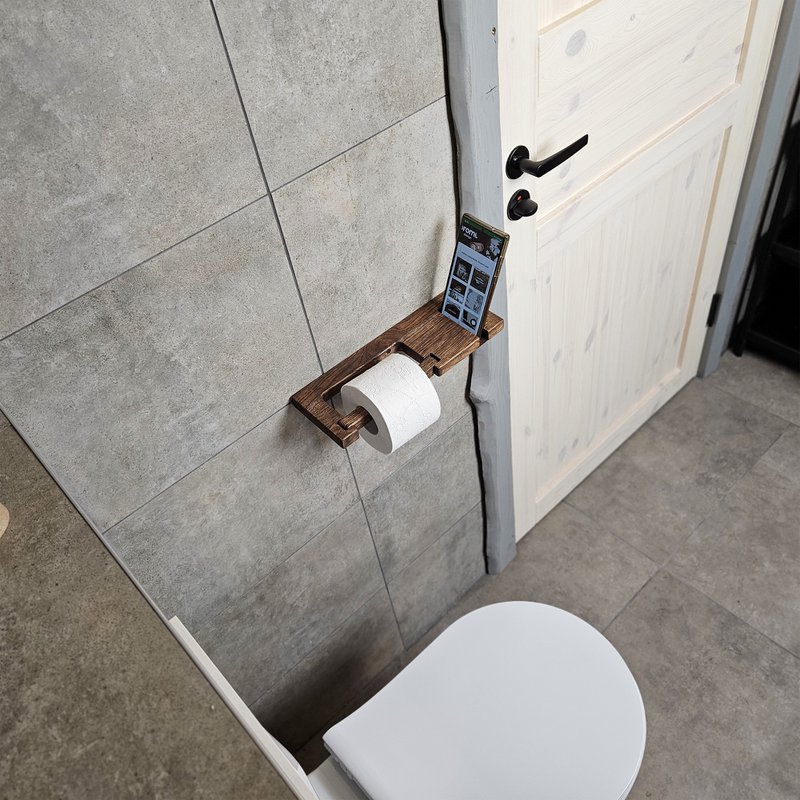 Porta della carta igienica fatta a mano per supporto a parete, organizzatore di bagno ecologico, piccolo casa o camper pronto
