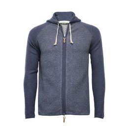 Cashmere Hooded Zipper Sweater in Diagonal Stitch Coomba