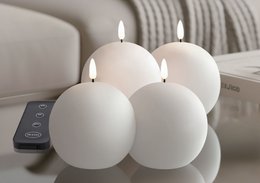 Kuglelys med fjernbetjening 4-Pak - Hvid