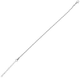 "Kordula", accent stainless steel cord anklet, silver-colored, 19 + 5 cm