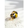 Bague Cœur Résine Marbrée et Accents Dorés Sculpturaux