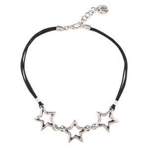 Black silver triple star choker