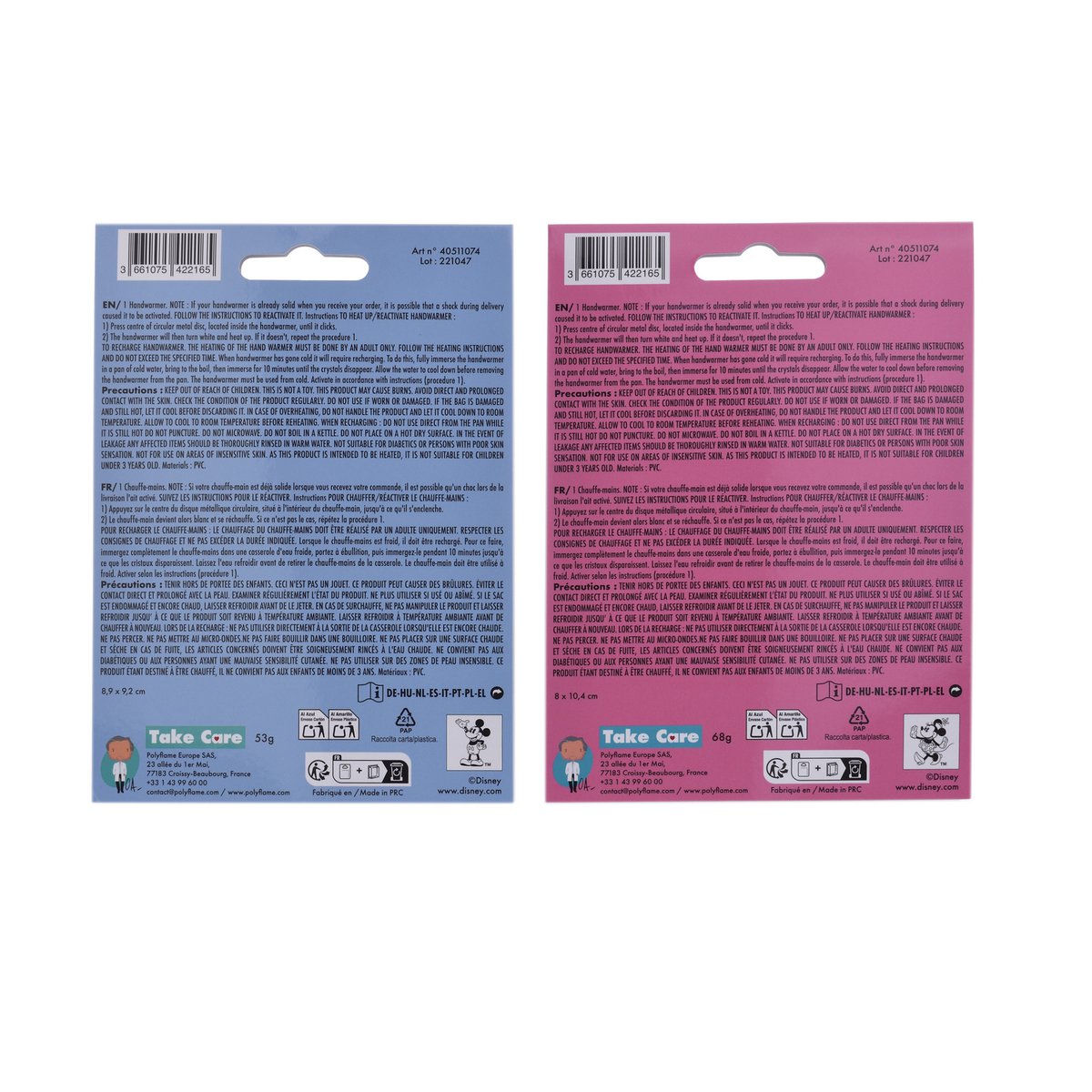 Chaufferette Mains Disney Mickey & Minnie en Blister – Assortiment 24