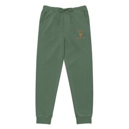 Self Love Unisex barwione pigmentowo spodnie dresowe z haftem w kolorze starego złota - spodnie dresowe unisex