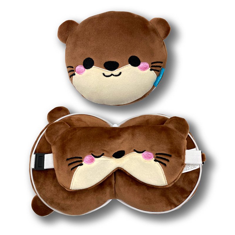 Relaxeazzz Adoramals Henry the Otter Plush Travel Pillow & Eye Mask