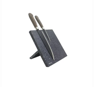 🔪 Magnetmesser Blockständer - Schwarzer Marmoreffekt | 21,5 × 21,5 cm