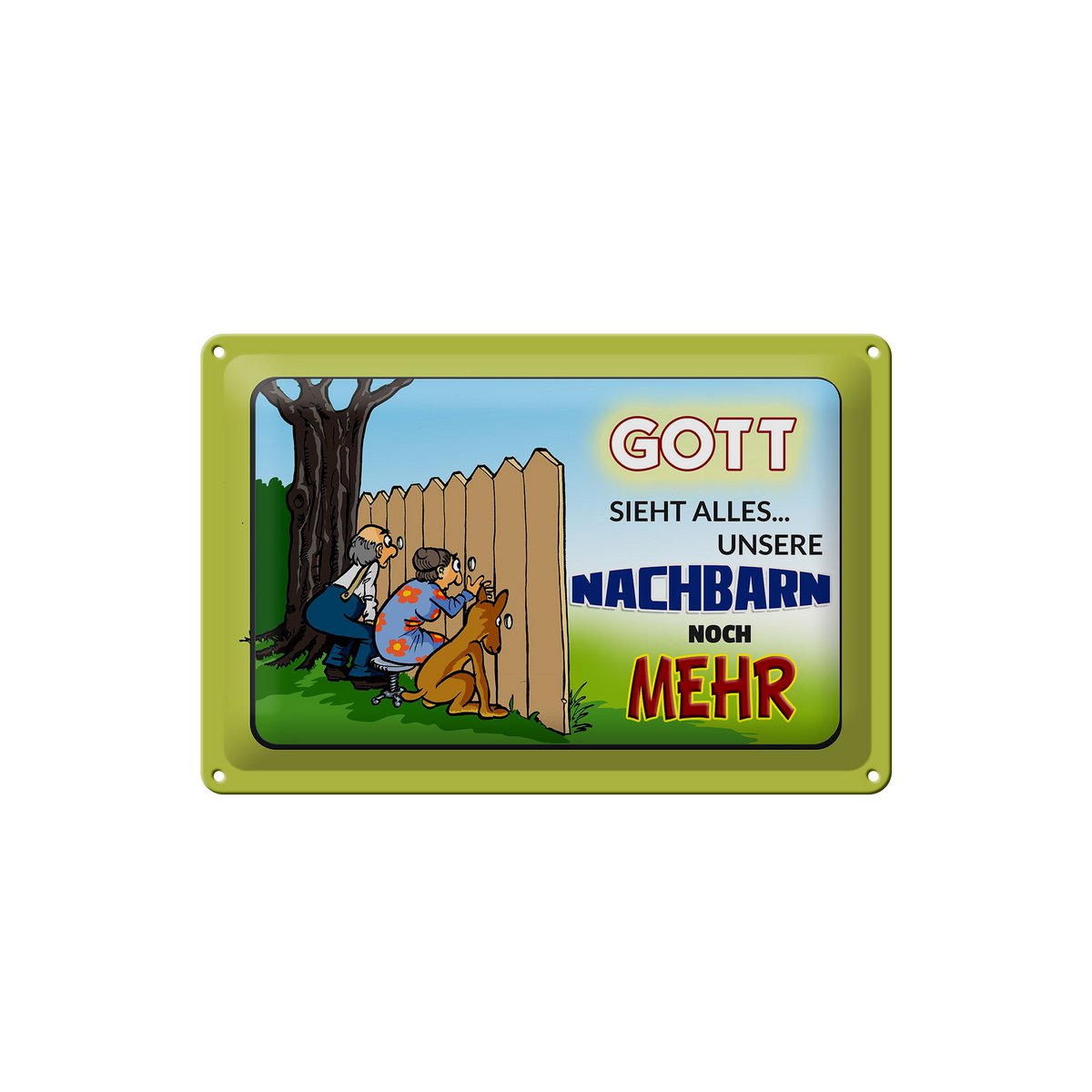 Tinnen bord met de tekst 30x20cm God ziet alles meer naasten