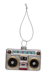 Glass tree decorations, Retro, set of 3, Cassette