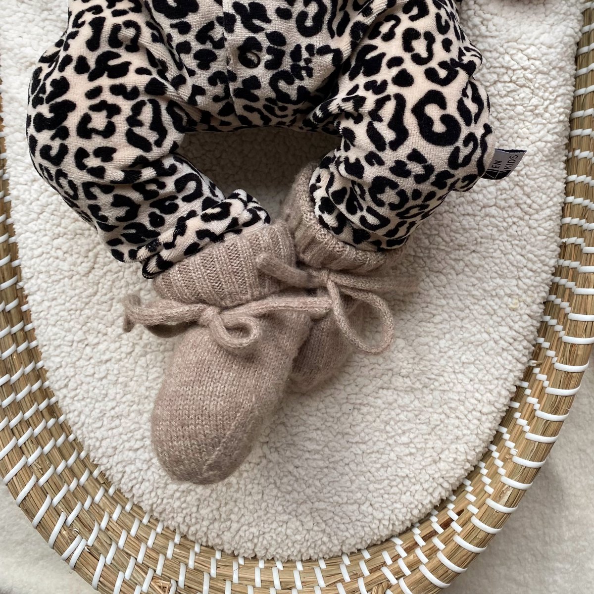 Merino wol bootie slofjes natural