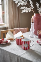 Mug Large Love Birds Medallion Stripes Red-Pink 250ml
