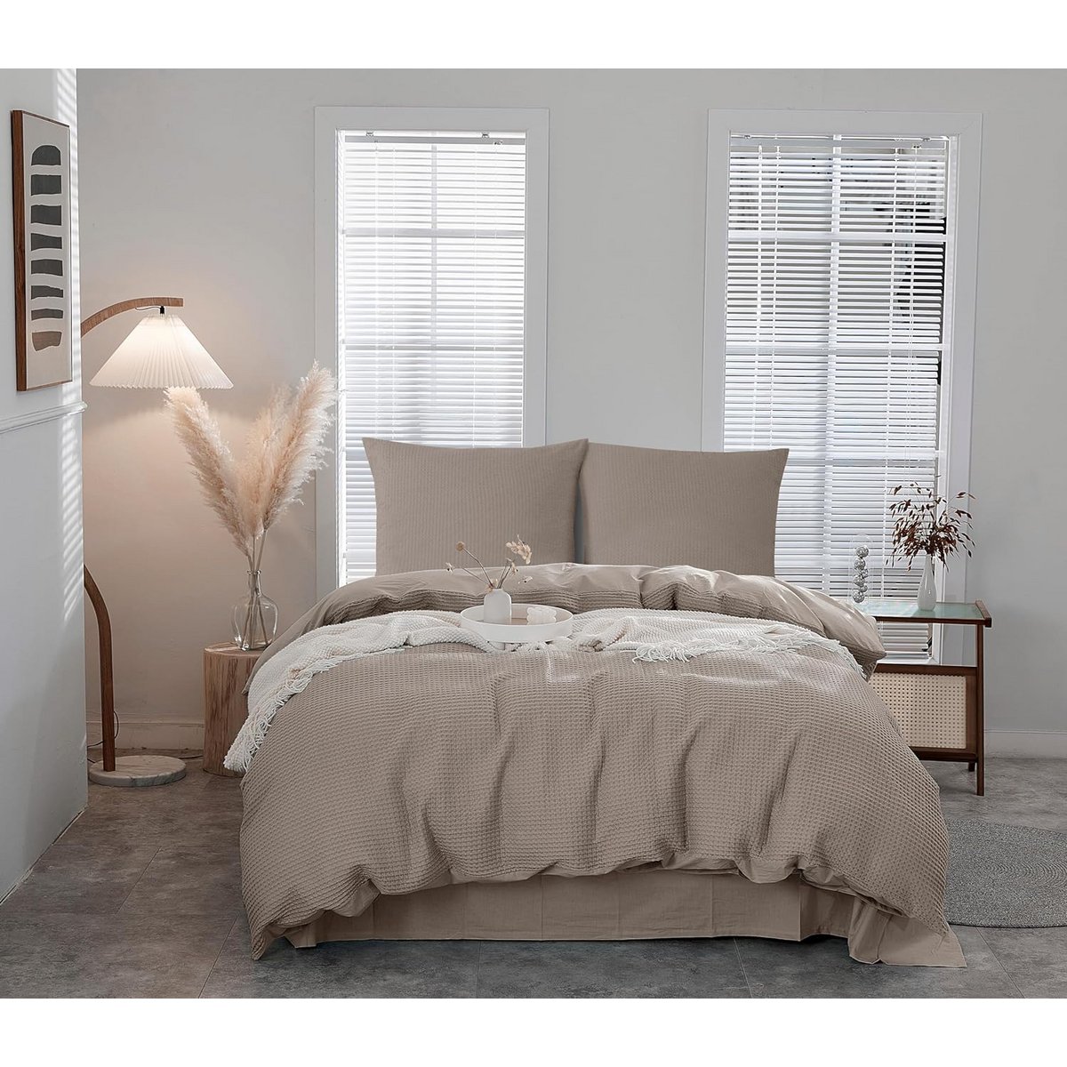 Bed linen with waffle structure 3-part: duvet cover 200x200cm + 2x pillow cover 80x80cm