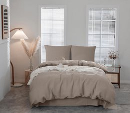 Soft, breathable, and easy-care 100% cotton bed linen set with a waffle texture. Available in beige and coconut white.